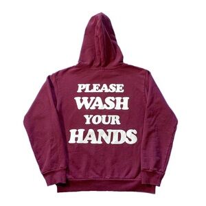 Talentless Burgundy Please Wash Your Hands Hoodie Cotton Size Large